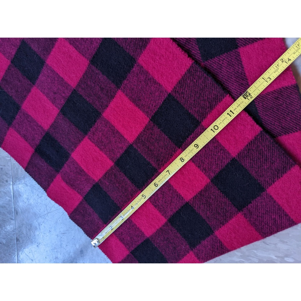 Brassrail Pink Black Buffalo Plaid 100% Wool Scarf Made in Italy Fringe Trim - Picture 4 of 6